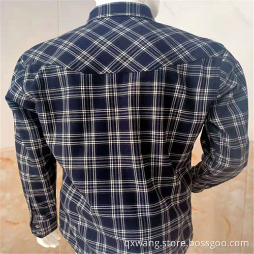 Long-sleeve Plaid TR Twill Men's Shirts With Pockets